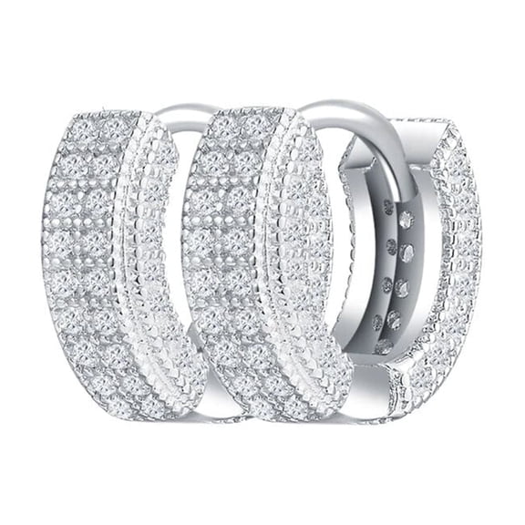 KIJ 0.64 Carat White Moissanite Hoop Earrings,Round Cut D Color VVS1 Simulated Diamond 925 Sterling Silver Earrings For Men Women