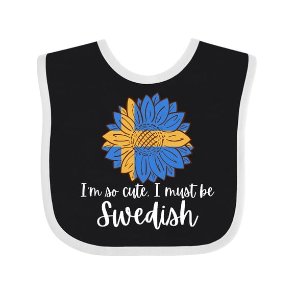 Inktastic I'm So Cute, I Must Be Swedish Sunflower Sweden Flag Boys or Girls Baby Bib