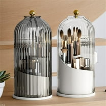 Rotating Birdcage Organizer, Desktop Makeup Brush Holder, Rotating Cosmetic Storage Box with Dust Cover, Pen Holder Organizer for Office Supplies, Vanity Table Decor