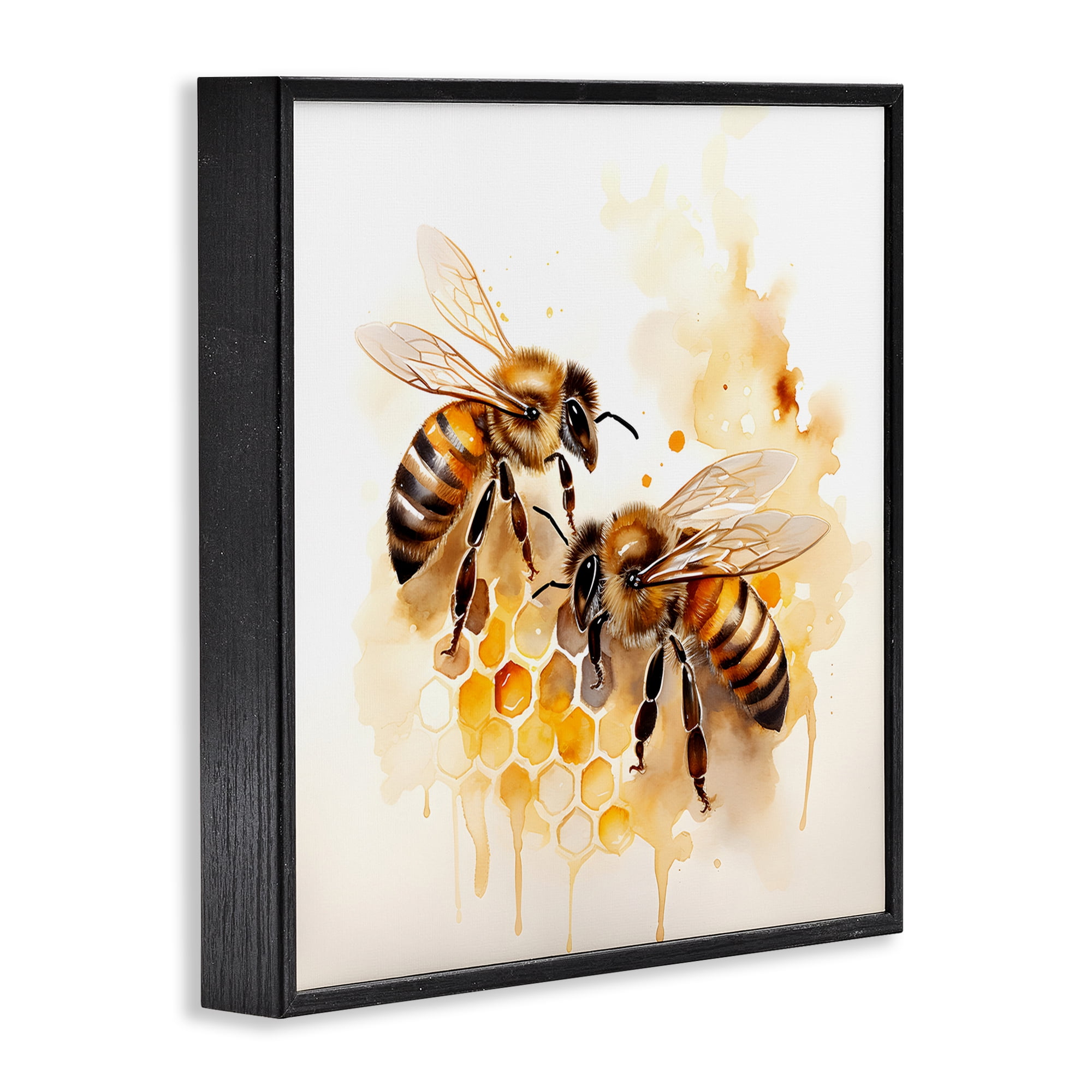 Stupell Industries Bee Talk Pair Animals & Insects Painting Black Framed Art Print Wall Art, 12 x 12