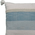 thumbnail image 5 of 22" X 22" White And Light Blue Striped Zippered Handmade Cotton Blend Throw Pillow With Tassels, 5 of 5