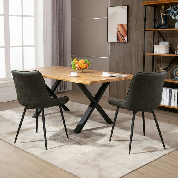 HOMCOM Dining Chairs Set of 2 PU Upholstered Kitchen Chairs w