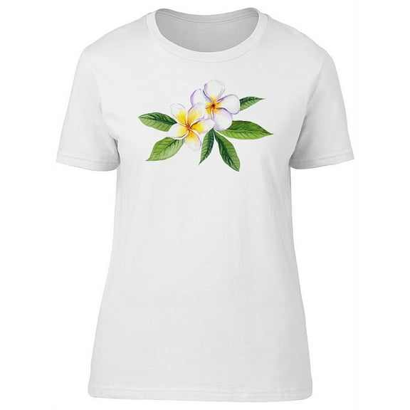 Cute White Plumeria Flowers T-Shirt Women -Image by Shutterstock, Female Medium