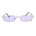 thumbnail image 1 of SA106 Extra Small Mens Rectangular Metal Rim Classic Color Lens Sunglasses Silver Purple, 1 of 4