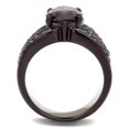 thumbnail image 3 of Luxe Jewelry Designs Women's High Dark Brown Polished Stainless Steel Unique Ring with 18.9mm AAA, 3 of 4