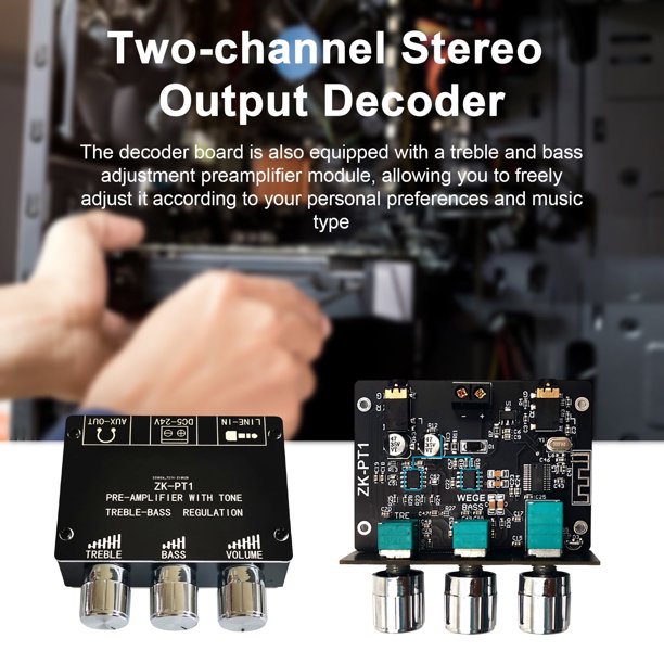 Placa amplificadora y receptor de audio estéreo SUSUchens de 2 canales con diseño de bajo ruido y salida estéreo, módulo de placa decodificadora compatible con Bluetooth 5.0, color negro