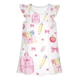 thumbnail image 5 of Trendfront Girls Pencil Print Dresses Crewneck Short Sleeve Bow Apple School Supplies Graphic A Line Dress Back To School Outfit, 5 of 5