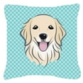 thumbnail image 2 of Checkerboard Pink Golden Retriever Fabric Decorative Pillow, 2 of 3