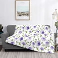 thumbnail image 2 of Uemuo Purple Chicory Printed Throw Blanket for Couch, Fluffy Fuzzy Blankets for Bed, Sofa, Cozy Flannel Faux Fur Blanket-50"x40", 2 of 6