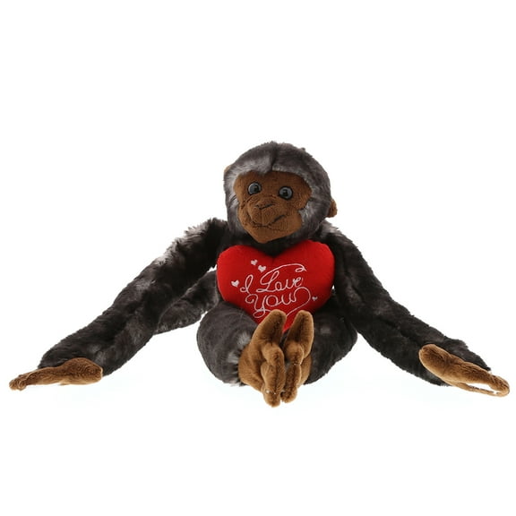 Super Soft Plush Dollibu Long Arm Hanging Black Capuchin Monkey Red I Love You Valentines Plush