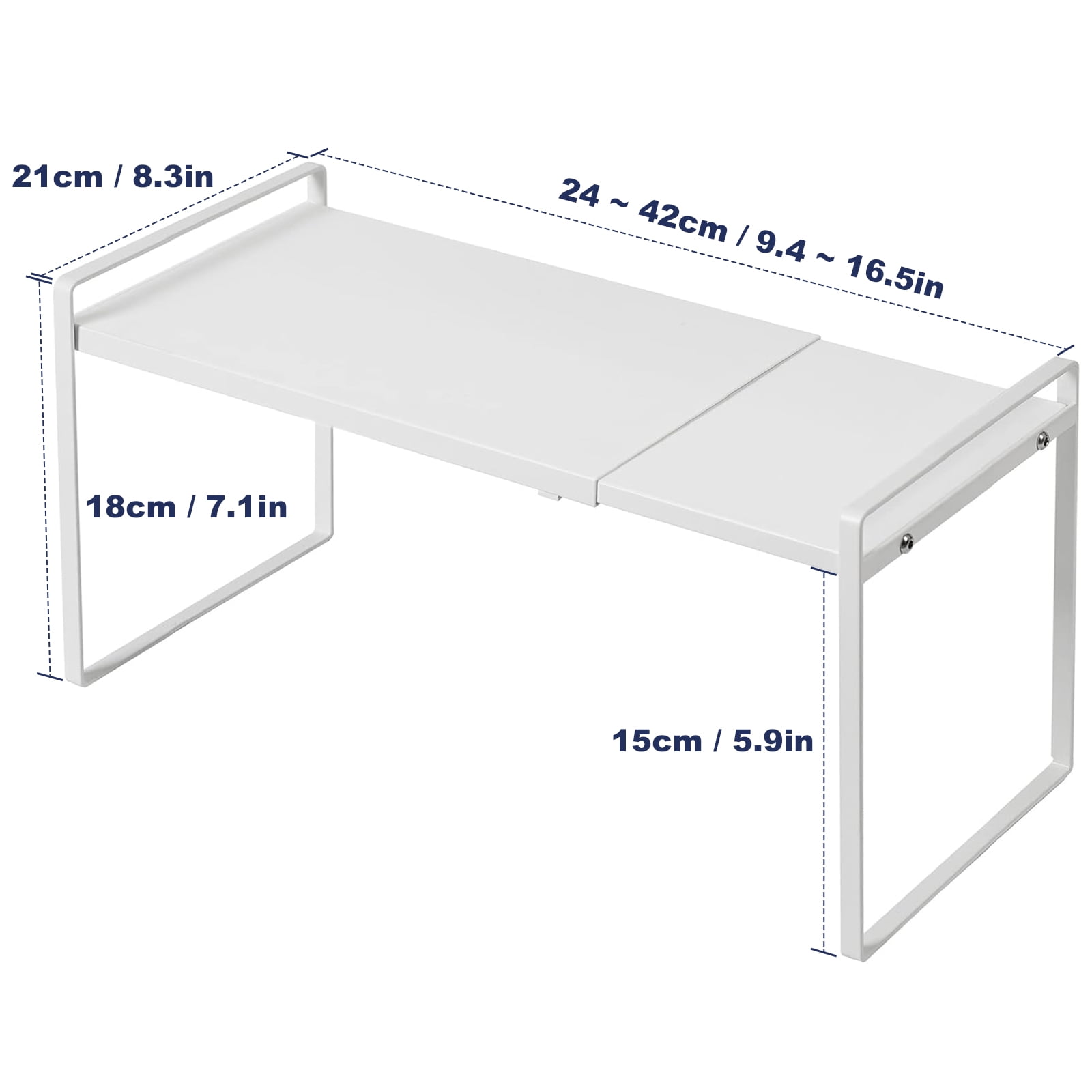 DIY.STORE Expandable Under Sink Cabinet Organizer, 9.5in-16.5in Expandable Cabinet Shelf (White)