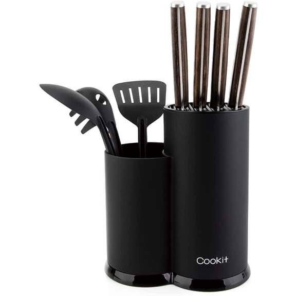 COOKIT Kitchen Knife Block Holder Without Knives, Universal Knife Block,PP plastic,Black
