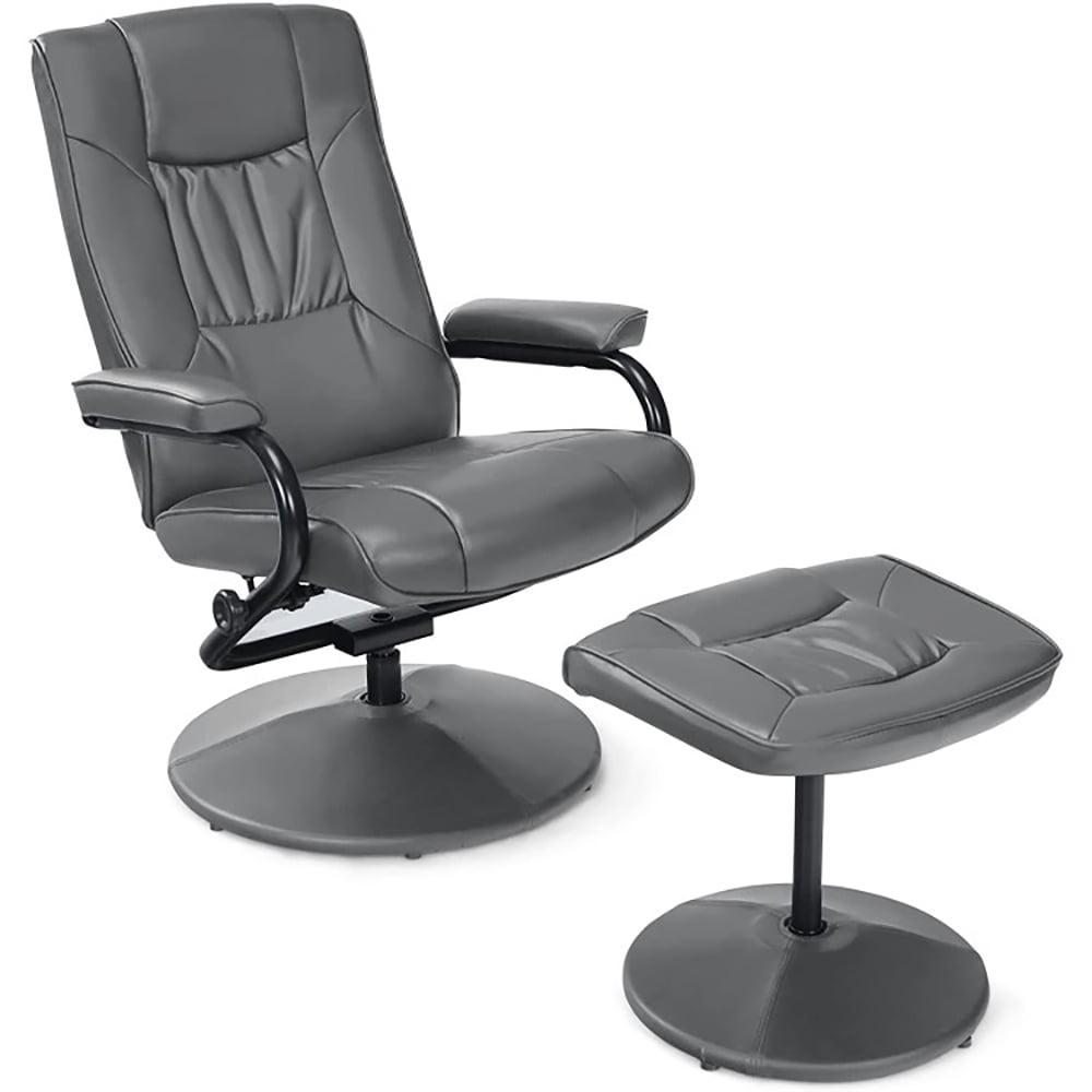 Finihen Swivel Recliner Chair with Ottoman Footrest, 360° Swivel Recliner Chair with Ottoman, for Living Room, Bedroom, Gray
