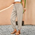 thumbnail image 4 of Yifymode Women Barrel Pants Wide Leg Palazzo Summer Baggy Harem Boho Casual Trousers with Pockets Beach Vacation,Khaki S, 4 of 6