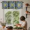thumbnail image 5 of Abstract Geometric Floral Window Valance Curtain Yellow Flowers Rod Pocket Short Curtain for Living Room, Bedroom & Kitchen Window Decor 42x12in, 5 of 8