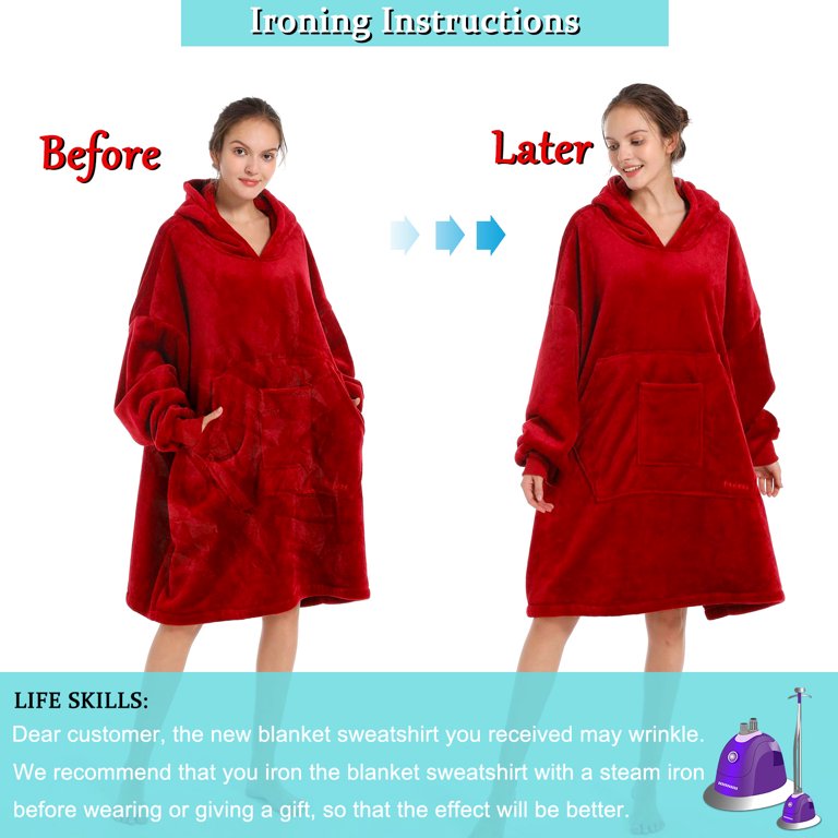 REDESS Wearable Blanket Hoodie, Oversized Sherpa Blanket Hoodie Sweatshirt  for Adults Women Men - Walmart.com
