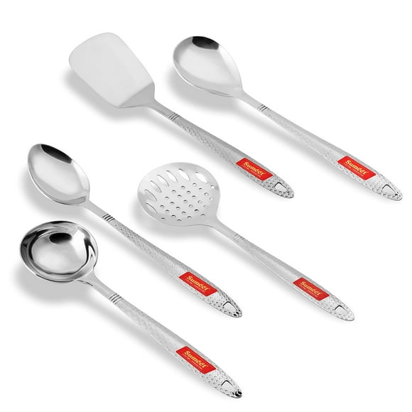 Juego de cucharas para cocinar y servir Sumeet de acero inoxidable, 5 piezas