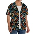 thumbnail image 4 of Xecao offers the Retro Tape for Men's Casual Short-sleeved Shirt, a button-up collared shirt with a pocket, perfect for beach vacations and yacht travel in the Small size., 4 of 7