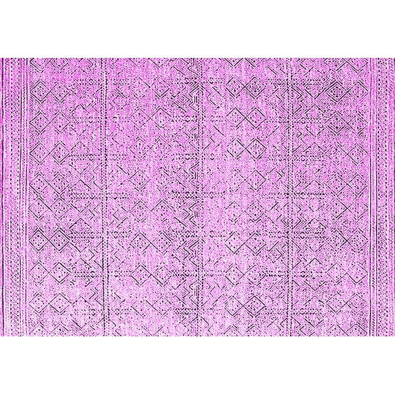 Ahgly Company Indoor Rectangle Oriental Pink Industrial Area Rugs, 7' x 10'