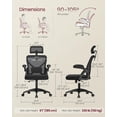 thumbnail image 3 of Silla de oficina VASAGLE ergonómica de malla ajustable con soporte lumbar, 3 of 8