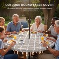 thumbnail image 3 of Round Outdoor Tablecloth with Umbrella Hole and Zipper, Beige Moroccon Tablecloth with Elastic Waterproof, Farmhouse Minimalist Abstract Geometric Patio Table Covers for 31" - 35" Picnic Pool Tables, 3 of 9