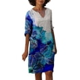 thumbnail image 1 of SMihono Robe Bohème d'Été pour Femmes Grande Taille Mode pour Femmes Col en V Manches Mi-Longues Robe Chandail Imprimée, 1 of 4