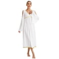 thumbnail image 3 of iiniim Women's Halloween Greek Toga Christmas Dance Angel Dress Cold Shoulder White Maxi Gown Ivory 4XL, 3 of 7