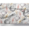 thumbnail image 3 of Soimoi Cotton Cambric Fabric Floral & Sketch Fruits Printed Fabric 1 Yard 42 Inch Wide, 3 of 3