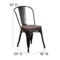 thumbnail image 5 of Flash Furniture 4 Pack Black-Antique Gold Metal Stackable Chair with Wood Seat, 5 of 9