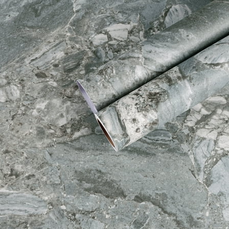 CHIHUT Grey Marble Wallpaper for Countertops Waterproof Marble Contact Paper for Kitchen Peel and Stick Glossy Wall Paper Removable Wallpaper Self Adhesive Vinyl Roll for Cabinets 17.7"x100"