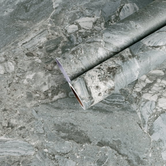 CHIHUT Grey Marble Wallpaper for Countertops Waterproof Marble Contact Paper for Kitchen Peel and Stick Glossy Wall Paper Removable Wallpaper Self Adhesive Vinyl Roll for Cabinets 17.7"x100"