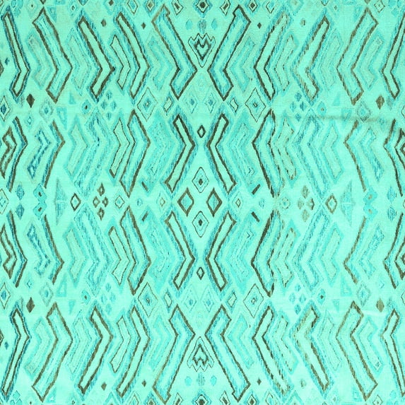 Ahgly Company Machine Washable Indoor Square Solid Turquoise Blue Modern Area Rugs, 8' Square