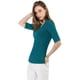 thumbnail image 2 of Camiseta Suave De Media Manga Con Cuello Redondo Entallado Para Mujer Allegra K Azul Verde M, 2 of 6
