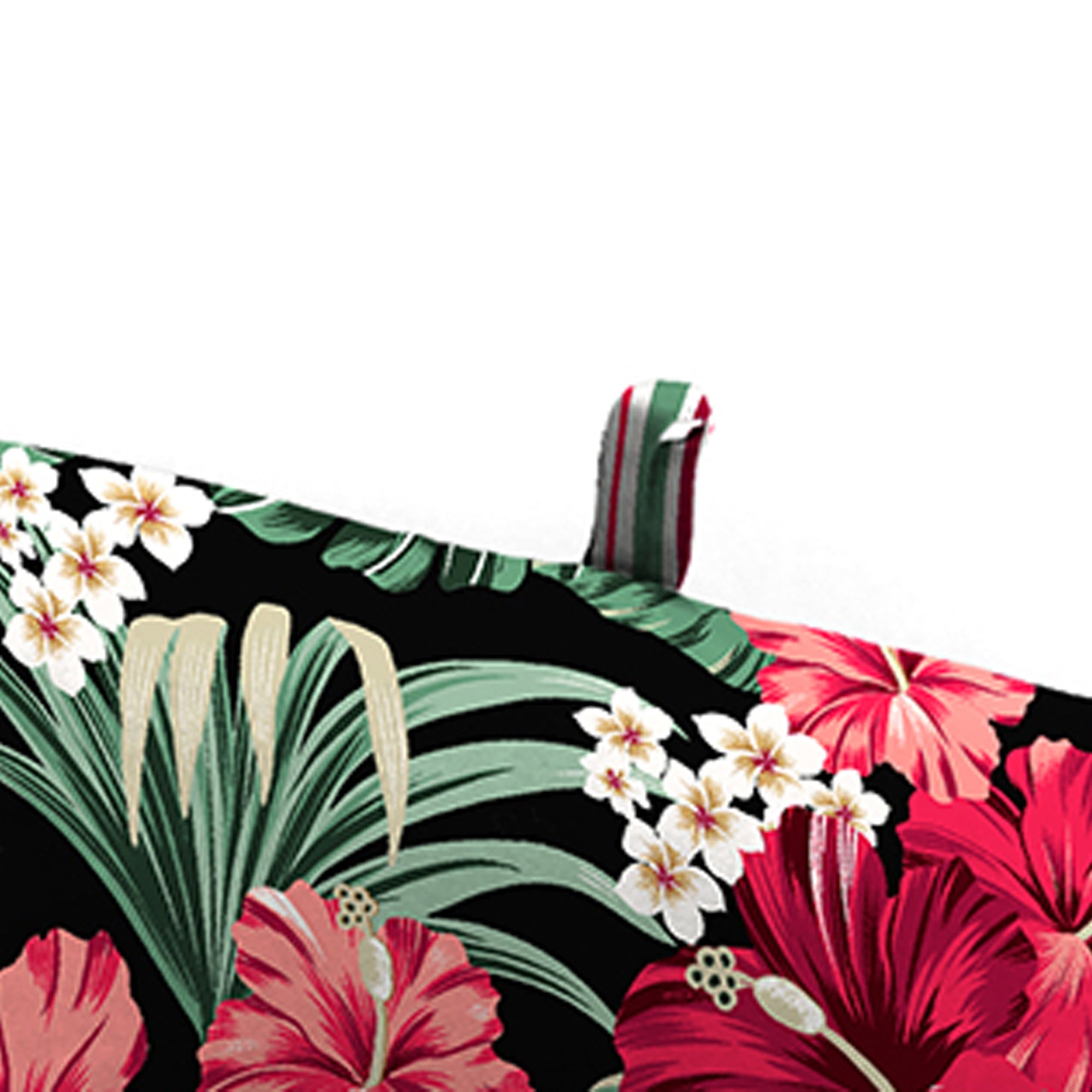Jordan Manufacturing 72" x 23" Megara Beacon Black Tropical and Windsurf Beacon Red and Green Stripe Reversible Rectangular Outdoor Chaise Lounge Cushion with Ties and Hanger Loop