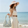 thumbnail image 4 of Boho Woven Crochet Bag, Summer Beach Tote, Lightweight Portable Shoulder Purse, Fashion Casual Handle Bag for Travel Vacation Daily Outdoor Shopping(Beige * Brown), 4 of 6