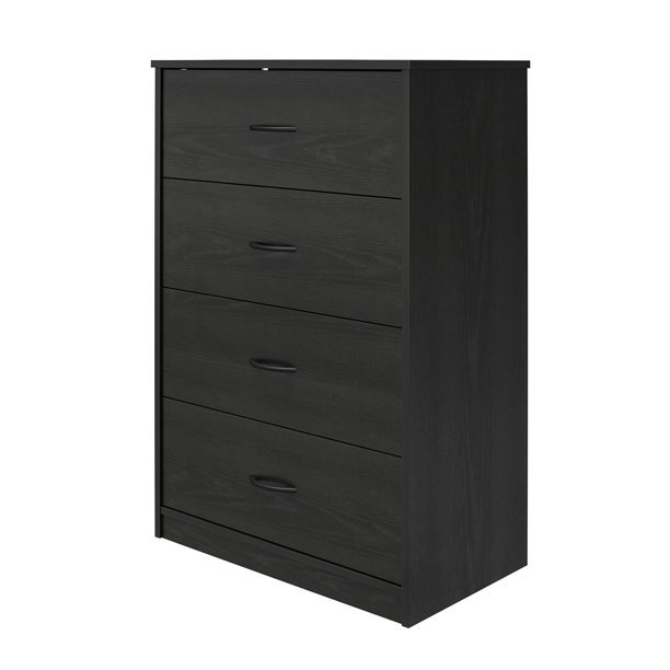 SUNSET Classic 4 Drawer Dresser, Black Oak