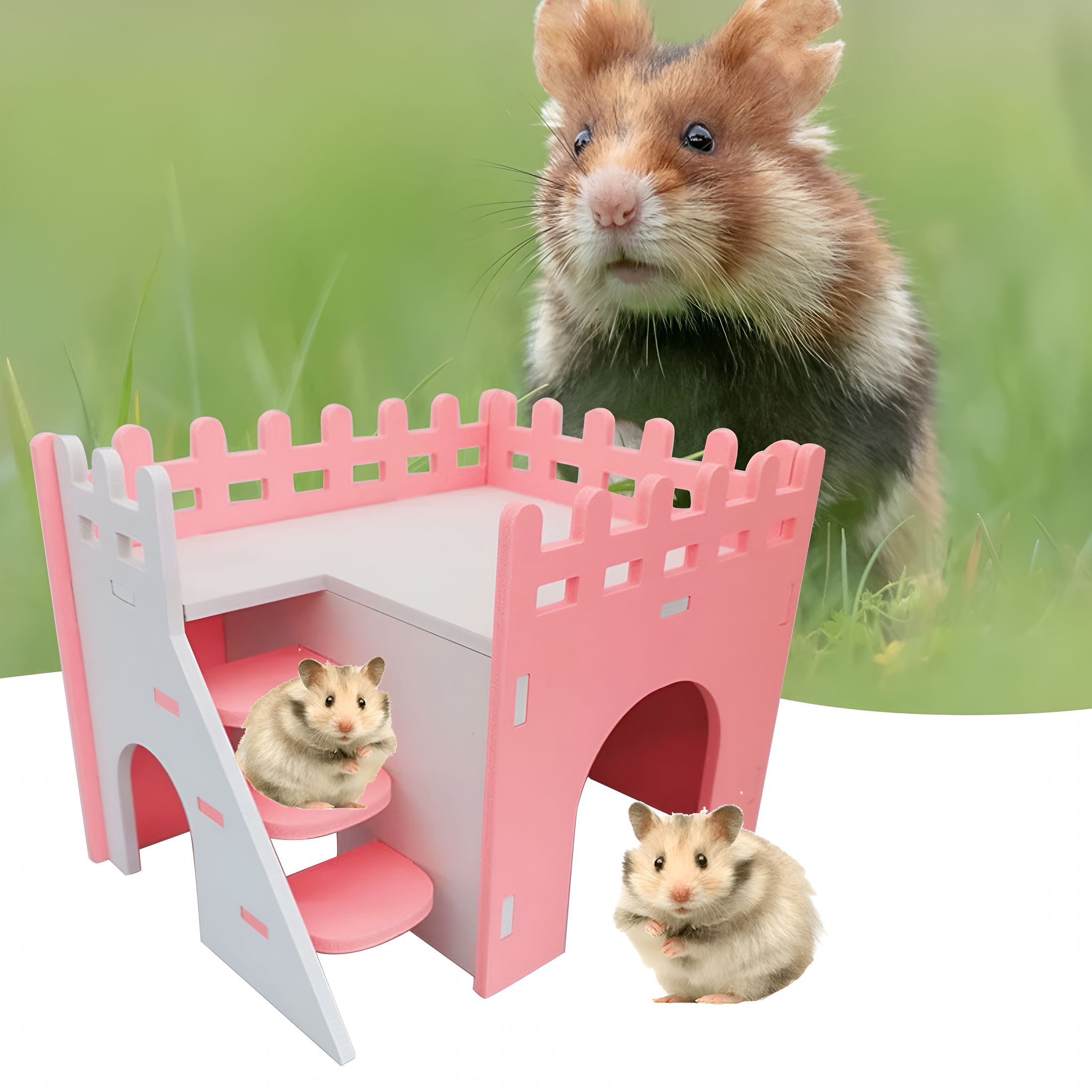 ACDANC 2026 New Hamster Hideout House Wooden Living Hut Exercise Funny Nest Toy for Mouse Chinchilla Rat Gerbil and Dwarf Hamster