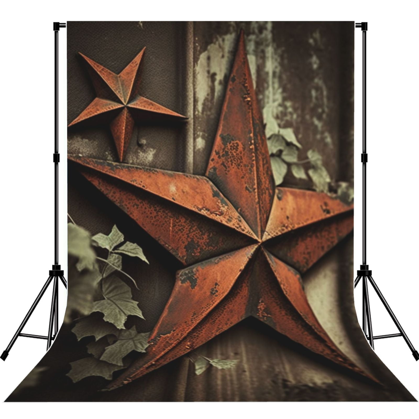 Vintage Rusty Stars Primitive Country Rustic Photography Backdrop 5x7Ft Background for Photo Studio Video Recording Birthday Party Wedding Home Decor