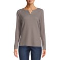 thumbnail image 4 of Nine.Eight Women's Waffle Knit Henley with Long Sleeves, 4 of 6
