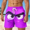 thumbnail image 2 of ibiyuan Cute 3d Cartoon Face Men Swim Trunks 5 Inch Elastic Waist Mens Bathing Suit Funny Drawstring Waist Beach Swimwear Outdoor Beach Vacation Shorts, 2 of 5
