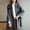 Blue, variant on Women Herringbone Wool Blend Mid Length Coat Notched Lapel Double Breasted Cuffed Sleeve Warm Winter Outer Jacket Khaki XXL