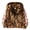 Brown-gznFk, variant on RFQWOVSR Girls Leopard Print Faux Fur Hooded Jacket with Bow Tie Zip Up Winter Coat
