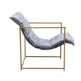 thumbnail image 6 of Velvet Living Room Chair, Modern Accent Chair with Golden Metal Frame, Upholstered Lounge Chair with Comfortable Cushioned Seat for Bedroom, 250LBS Weight Capacity, Gray, 6 of 7
