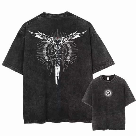 Death Note Men's Cotton Summer T-Shirts Vintage Tee Loose Fit Short Sleeve Casual Tshirts for Men Women XL