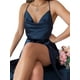 thumbnail image 3 of Txlixc Vestido de fiesta para mujer, color sólido, cuello vuelto, correa de espagueti, espalda abierta, una pieza con abertura hasta el muslo para damas Txlixc Moda, 3 of 5