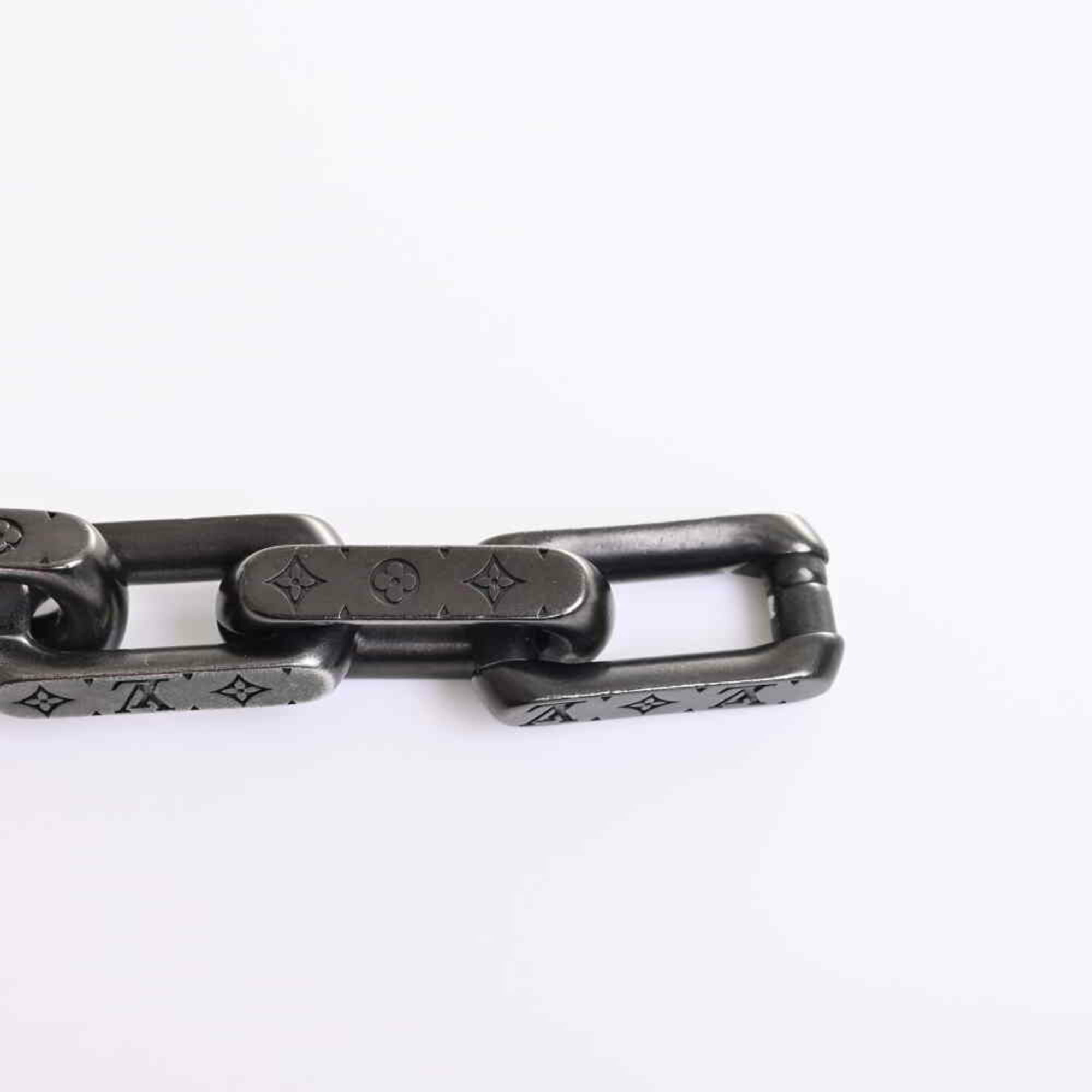 Louis Vuitton LV Monogram Chain Necklace Black & Silver 100