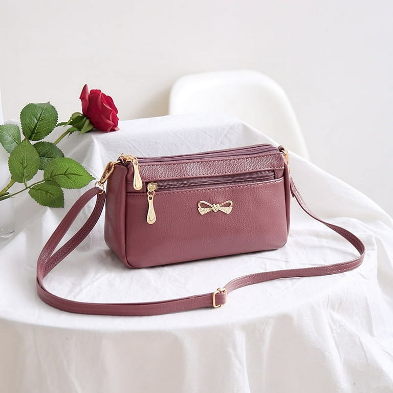 Women Small Shoulder Crossbody Bag PU Leather Messenger Bag Handbags Purse Red Walmart