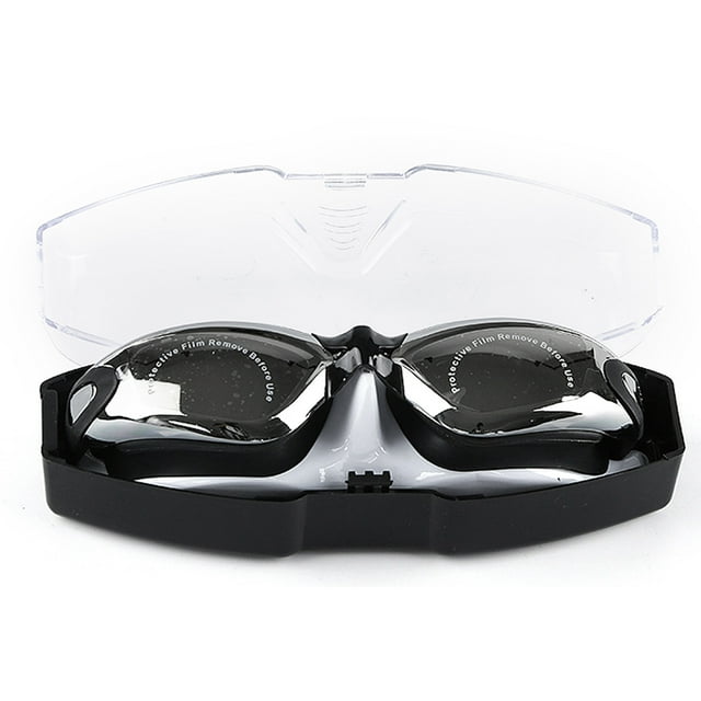 Juego de gafas y gorro de baño con protección UV galvanizada, accesorios de natación con tapones para los oídos y clip para la nariz, estuche protector