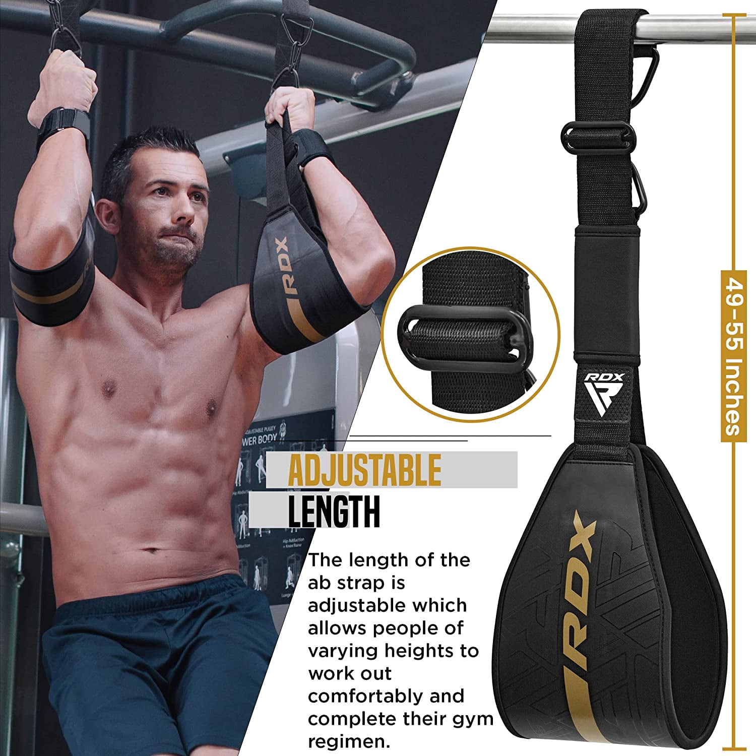 RDX Fitness Hanging AB Straps for Abdominal Muscle Building and Core Training, Maya Hide Leather Strap Steel D-Rings, Pull up Assist Straps, Elbow Hanging Men Women Home Gym Workout Equipment