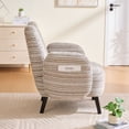 thumbnail image 3 of S-HOME Modern Style Armchair in Boucle Fabric with Side Storage Pocket and Solid Wood Legs for Living Room Office Reading Chair, khaki, 3 of 17